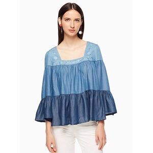 Kate Spade Broome Street Chambray Tiered Blouse
